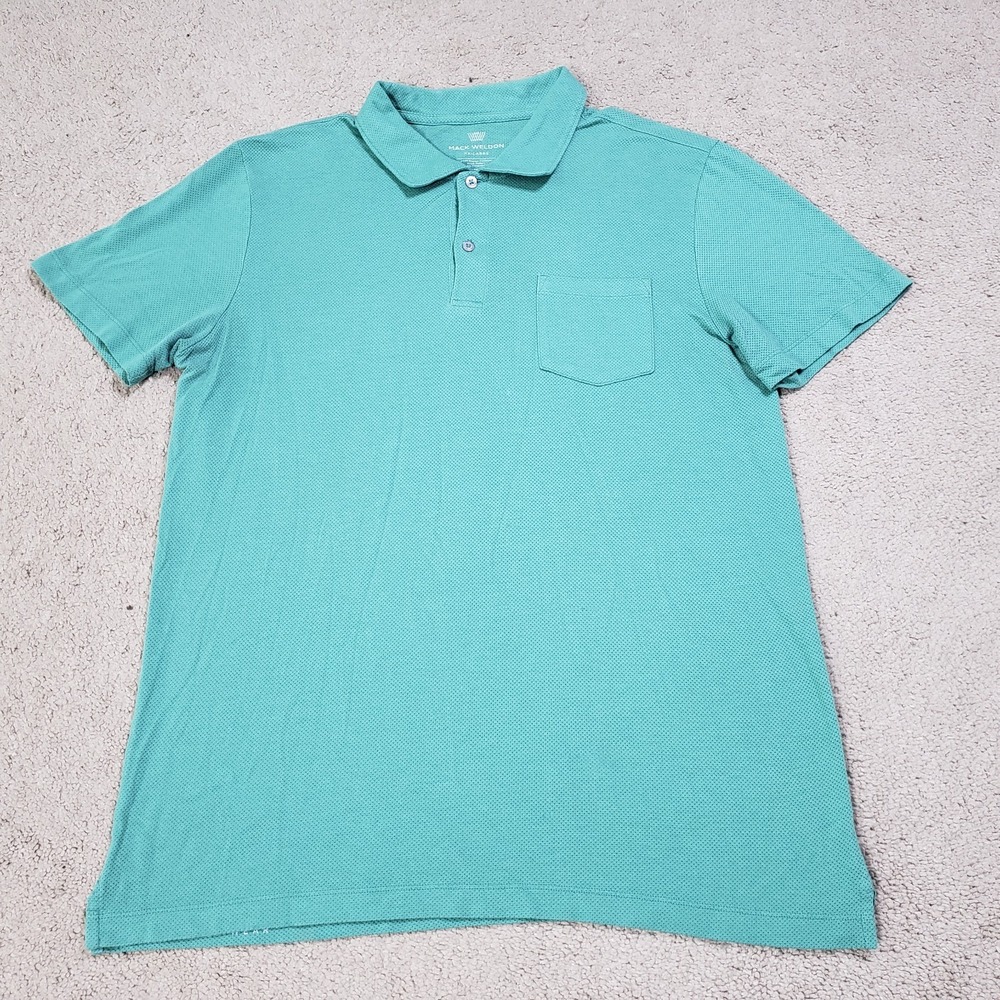 Mack Weldon Vesper Polo Men 2XL XXL Green Breathable Micro Mesh Short Sleeve